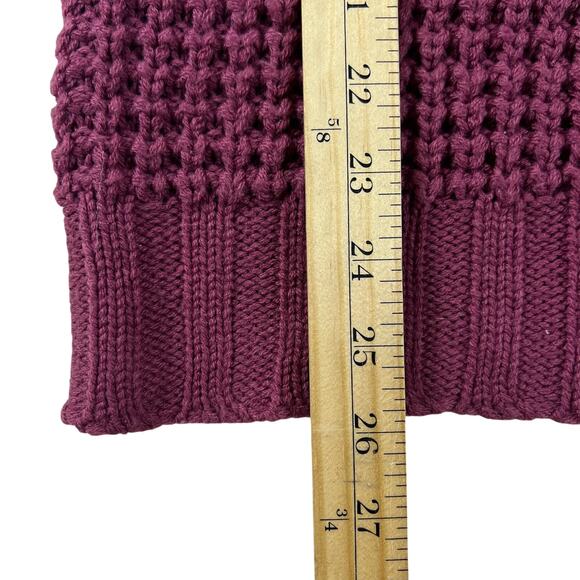 Y2K Cowl Neck Sweater M | Berry Burgundy Vintage Chunky Waffle Knit Soft Grunge - Picture 11 of 11